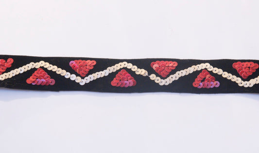 Velor ribbon with sequins 25 mm