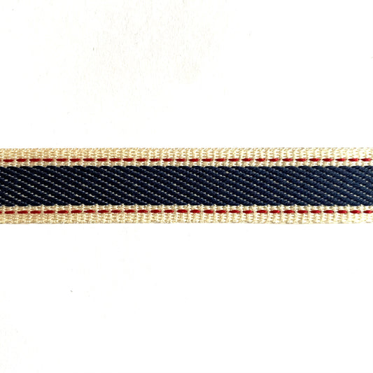 Striped denim ribbon 16 mm