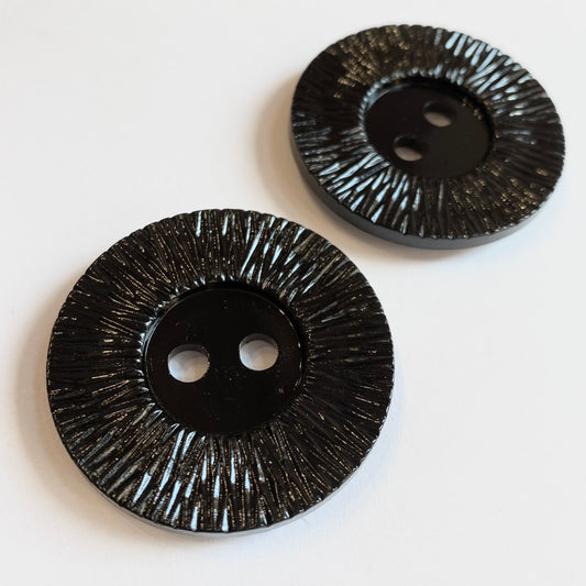 Black plastic button 44 mm