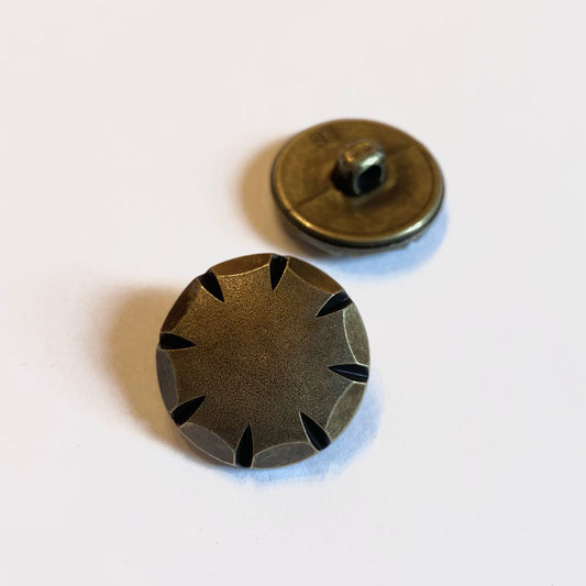 Brass colored plastic button 23 mm